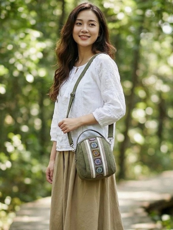 Handbags - Ethnic Embroidered Canvas Shoulder Bag Women's Casual Crossbody Purse